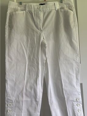Talbots White Capris with Button Cuff Detail